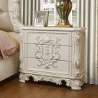 Homey Design HD-8008I Nightstand in Ivory with Silver Accents