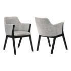 Armen Living Renzo Dining Side Chairs in Light Gray Fabric and Black Wood - Set of 2