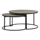 Armen Living Rina 2Pc Nesting Coffee Table Set in Concrete and Black Metal