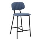 Armen Living Rococo 26" Counter Height Bar Stool in Blue Faux Leather and Metal
