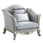 ACME Qunsia Chair in Light Gray Linen / Champagne Finish