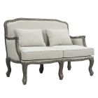 ACME Tania Loveseat with 2 Pillows in Cream Linen / Brown Finish