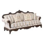 ACME Nayla Sofa with 4 Pillows in Pattern Fabric / Walnut Finish