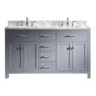 Virtu USA Caroline Avenue 60" Double Square Sink Bathroom Vanity Cabinet in Grey