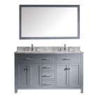 Virtu USA Caroline Avenue 60" Double Square Sink Bathroom Vanity Cabinet Set in Grey