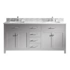 Virtu USA Caroline 72" Double Bathroom Vanity in Cashmere Grey with Marble Top and Square Sink