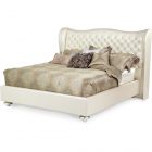 AICO Michael Amini Hollywood Swank Queen Upholstered Bed in Creamy Pearl
