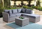 ACME Laurance Patio Sectional & Cocktail Table in Gray Fabric / Gray Finish