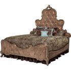 AICO Michael Amini Platine de Royale Queen Panel Bed in Brown Fabric