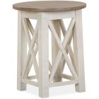 Magnussen Sedley Round End Table in Distressed Chalk White, Weathered Driftwood