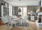 Magnussen Harper Springs 9pc Dining Table Set with Slat Back Chair in Silo White Finish