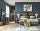 Magnussen Ryker 4pc King Panel Bedroom Set Upholstered in Coventry Grey Finish