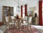 Magnussen Madison Heights 5pc Round Dining Table Set with Upholstered Seat and Back Chair in Weathered Fawn Finish