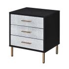 ACME Myles Nightstand in Black, Silver / Gold Finish
