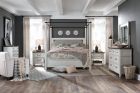 Magnussen Bellevue Manor 4pc King Poster Bedroom Set in Weathered Shutter White