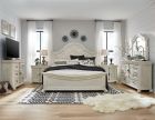 Magnussen Bronwyn 4pc Queen Shaped Panel Bedroom Set in Alabaster, Toasted Nutmeg