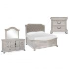 Magnussen Bronwyn 4pc Queen Sleigh Bedroom Set with Shaped Footboard in Alabaster, Toasted Nutmeg