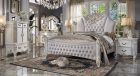 ACME Vendom 4pc California King Bedroom Set in Two Tone Ivory Fabric / Antique Pearl Finish