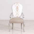 European Furniture Bellagio Arm Chair in Antique Silver/Natural - Set of 2