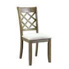 ACME Karsen Side Chair - Set of 2, Beige Linen & Rustic Oak Finish