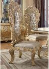 ACME Cabriole Side Chair - Set of 2, Light Gold PU & Gold Finish