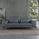 European Furniture Cavour Sofa in Smokey Gray Italian Leather
