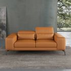 European Furniture Cavour Loveseat in Cognac Italian Leather