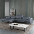 European Furniture Cavour Left Hand Facing Sectional in Smokey Gray Italian Leather