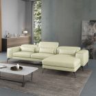 European Furniture Cavour Right Hand Facing Sectional in Off White Italian Leather