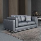 European Furniture Picasso Loveseat in Smokey Gray Italian Leather