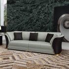 European Furniture Vogue Mansion Sofa in Grey Chocolate Italian Leather
