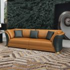 European Furniture Vogue Mansion Sofa in Cognac and Charcoal Italian Leather