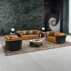 European Furniture Vogue 3pc Livingroom Set in Cognac & Charcoal Italian Leather