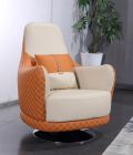 European Furniture Amalia Swivel Chair in White-Orange Italian Leather