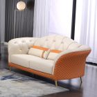 European Furniture Amalia Loveseat in White-Orange Italian Leather