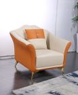 European Furniture Winston Chair in White-Orange Italian Leather