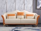 European Furniture Winston Sofa in White-Orange Italian Leather