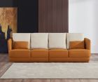 European Furniture Glamour Ovesize Sofa in Orange-Brown Italian Leather