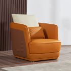 European Furniture Glamour Chair in Orange-Brown Italian Leather