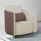 European Furniture Makassar Chair in Lite Grey & Taupe Italian Leather