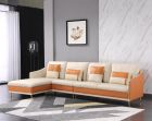 European Furniture Icaro Left Hand Facing Sectional in Italian Leather Off White-Orange
