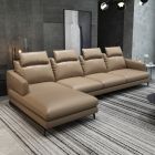 European Furniture Marconi Left Hand Facing Sectional in Tan Italian Leather