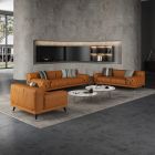European Furniture Outlander 3pc Livingroom Set in Cognac Italian Leather