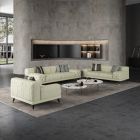 European Furniture Outlander 3pc Livingroom Set in Off White Italian Leather