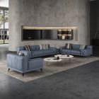 European Furniture Outlander 3pc Livingroom Set in Gray Italian Leather