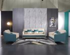 European Furniture Icaro 3pc Livingroom Set in White-Blue Italian Leather