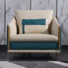 European Furniture Icaro Chair in Italian Leather Off White-Blue