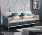 European Furniture Icaro Sofa in Italian Leather Off White-Blue