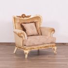 European Furniture Fantasia Luxury Chair in Antique Beige with Dark Gold Leaf