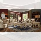 Homey Design HD-04 3pc Livingroom Set in Metallic Bright Gold